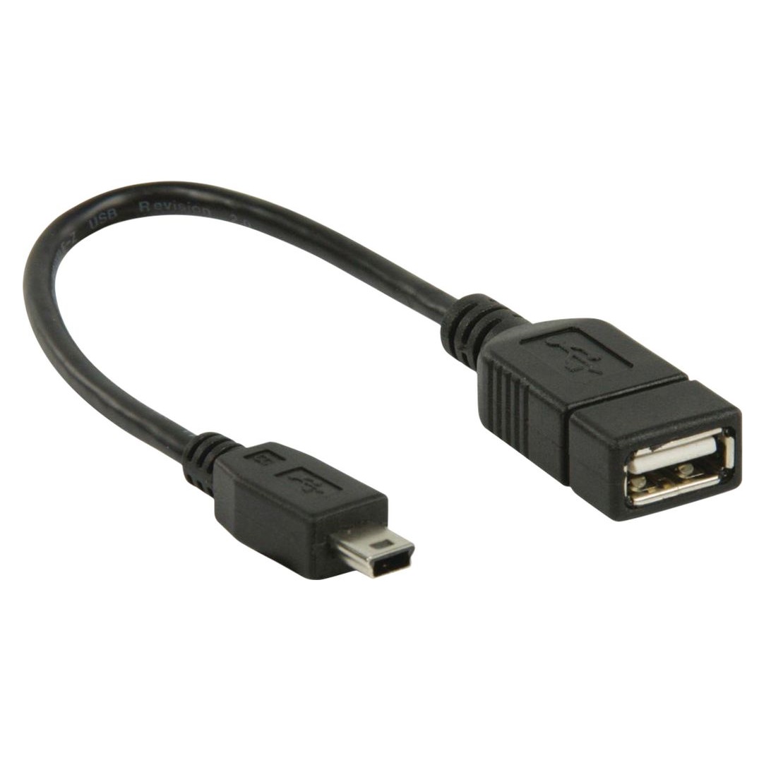 کابل OTG mini 5pin : کابل mini USB 2.0 نر به USB 2.0 ماده فرانت
